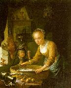 Gerrit Dou Girl Chopping Onions oil painting reproduction
